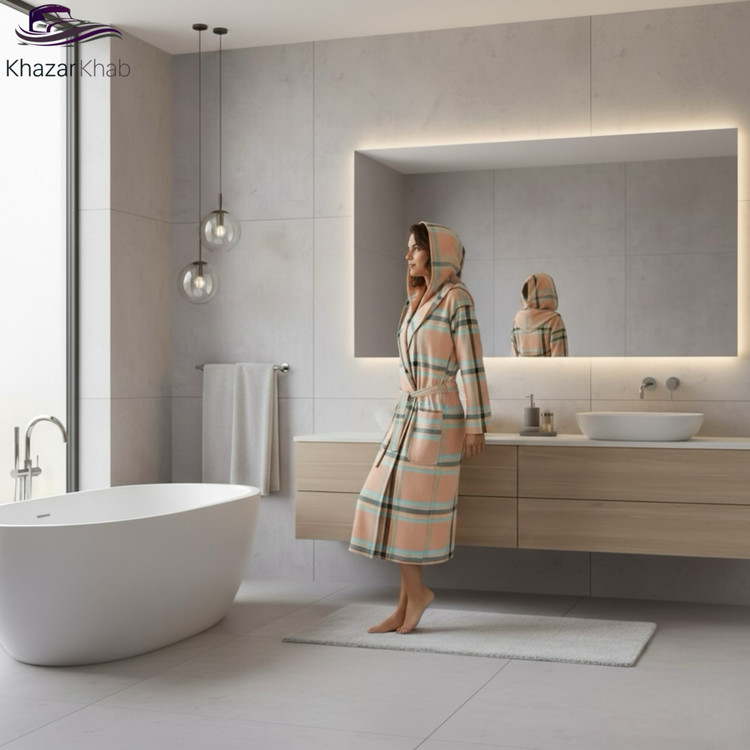 حوله تنپوش نخی تمام پنبه برند ابراهیمی یزد - ارائه شده در خزرخواب