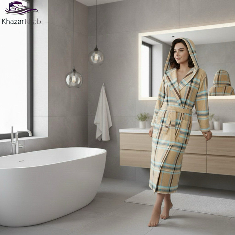 حوله تنپوش نخی تمام پنبه برند ابراهیمی یزد - ارائه شده در خزرخواب