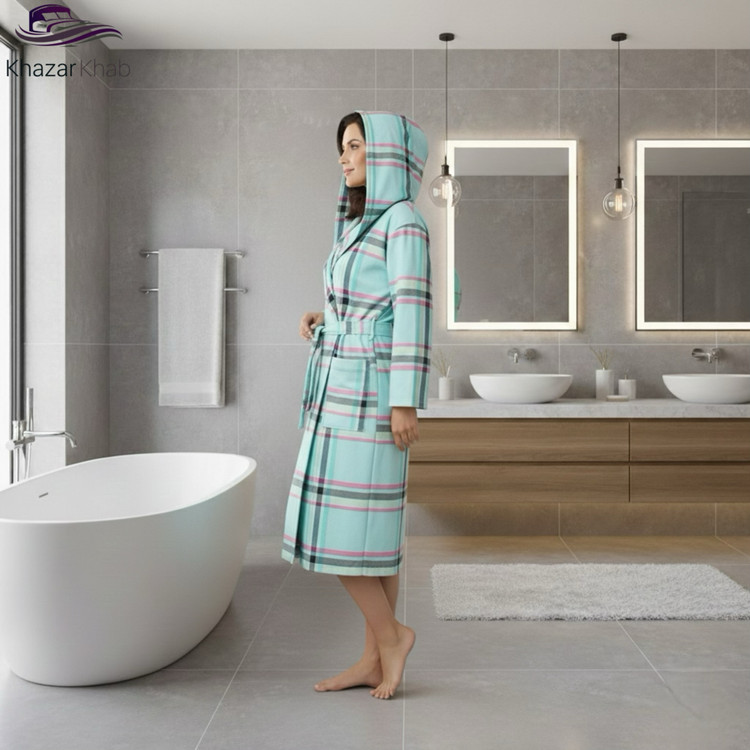 حوله تنپوش نخی تمام پنبه برند ابراهیمی یزد - ارائه شده در خزرخواب